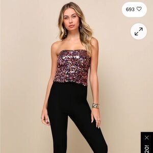 Lulu's Multicolor Sequin Crop Top